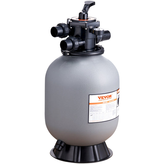 Sand Filter, 16-inch, 406.4mm, Up to 35 GPM Flow Rate, Above Inground Swimming Pool Sand Filter System with 7-Way Multi-Port Valve, Filter, Backwash, Rinse, Recirculate, Waste, Winter, Closed Functions
