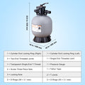 Sand Filter 19in 482.6mm 45 GPM Above Ground Pool 7-Way Valve