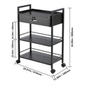 Beauty Salon Trolley Cart, 3-Tier Hair Salon Stations Cabinet for Stylist with Lockable Drawer, MDF Rolling Storage Station with 4 Wheels (2 Lockable) for Beauty SPA Barbershop Tattoo