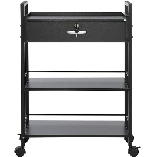 Salon Trolley Cart 3-Tier Rolling Storage Cabinet 4 Wheels Lockable