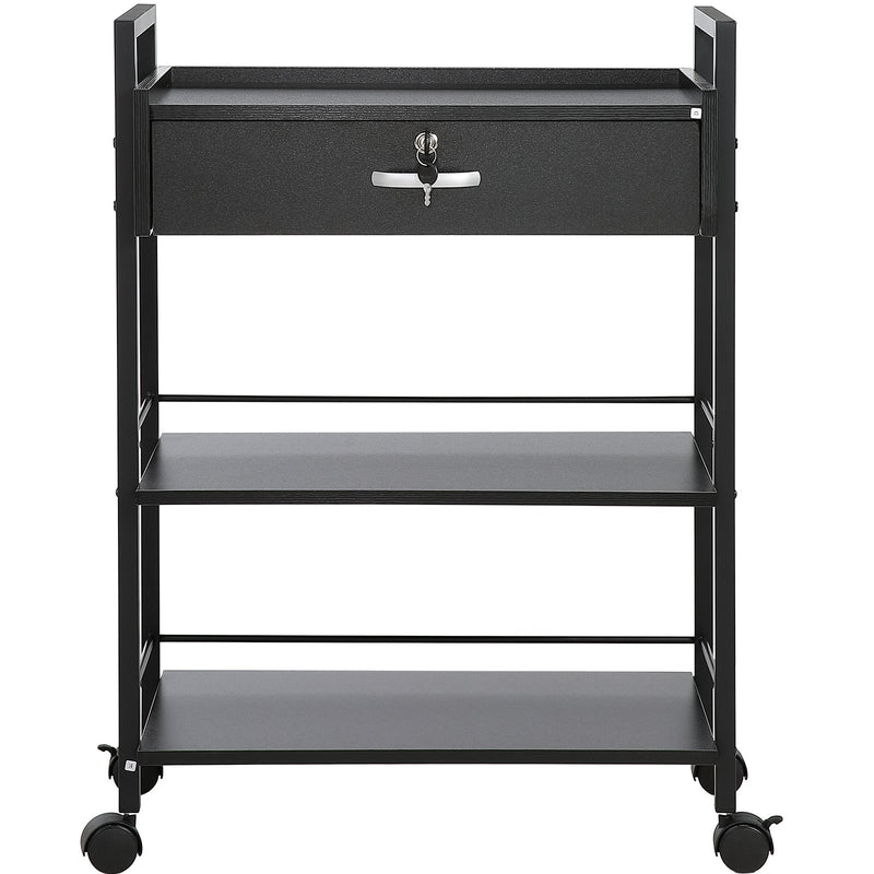 Salon Trolley Cart 3-Tier Rolling Storage Cabinet 4 Wheels Lockable