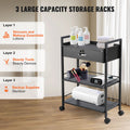 Salon Trolley Cart 3-Tier Rolling Storage Cabinet 4 Wheels Lockable
