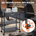 Salon Trolley Cart 3-Tier Rolling Storage Cabinet 4 Wheels Lockable