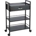 Salon Trolley Cart 3-Tier Rolling Storage Cabinet 4 Wheels Lockable