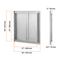 BBQ Access Door, 610x610 mm Double Outdoor Kitchen Door, Stainless Steel Flush Mount Door, Wall Vertical Door with Recessed Handles , for BBQ Island, Grilling Station, Outside Cabinet