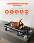 Cast Iron Reversible Grill Griddle 20x10 inch Portable Black