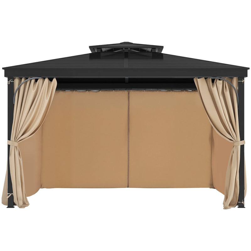Gazebo Curtains 10x10 4-Panel Outdoor Sidewall Khaki Zip Privacy