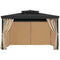 Gazebo Curtains 10x10 4-Panel Outdoor Sidewall Khaki Zip Privacy