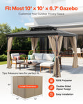 Gazebo Curtains 10x10 4-Panel Outdoor Sidewall Khaki Zip Privacy