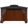 Gazebo Curtains 4-Panel 2840x2840mm Coffee Zipper Outdoor Sidewall