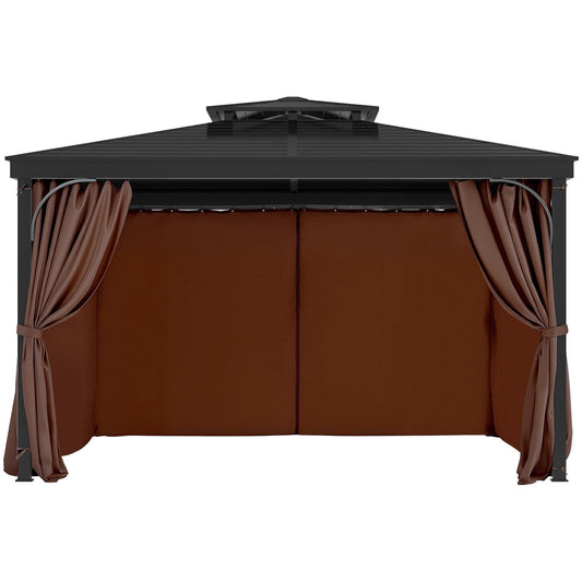 Gazebo Curtains 4-Panel 2840x2840mm Coffee Zipper Outdoor Sidewall