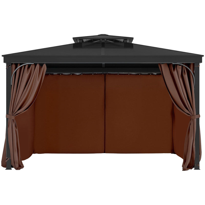 Gazebo Curtains 4-Panel 2840x2840mm Coffee Zipper Outdoor Sidewall