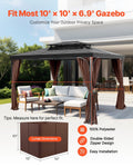 Gazebo Curtains 4-Panel 2840x2840mm Coffee Zipper Outdoor Sidewall