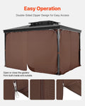 Gazebo Curtains 4-Panel 2840x2840mm Coffee Zipper Outdoor Sidewall