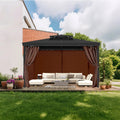 Gazebo Curtains 4-Panel 2840x2840mm Coffee Zipper Outdoor Sidewall