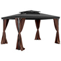 Gazebo Curtains 4-Panel 2840x2840mm Coffee Zipper Outdoor Sidewall