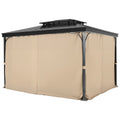 Gazebo Curtains Outdoor, 12' x 10' x 7.3' Gazebos, 4-Panel Sidewall Gazebo Privacy Curtains with Zippers, Outdoor Curtain Replacement for Patio Canopy, Only Curtain, Khaki