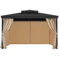 Gazebo Curtains 12' x 10' 4-Panel Outdoor Privacy Khaki Zippers