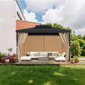 Gazebo Curtains 12' x 10' 4-Panel Outdoor Privacy Khaki Zippers