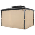 Gazebo Curtains 12' x 10' 4-Panel Outdoor Privacy Khaki Zippers