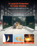 Artiss 3-Panel Welding Screen 1.74x2.34m Flame-Resistant Dark Green