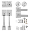 Double Door Handle Set Satin Nickel Square Lever Heavy Duty