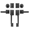 Double Door Handle Set Matte Black Square Lever Heavy Duty