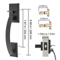 Double Door Handle Set, Matte Black Arched Door Lever, Double Front Door Handle Set with Reversible Handle Lever, Heavy Duty Double Door Lock Set with Dummy, for Office Door or Front Door