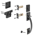 Double Door Handle Set, Matte Black Arched Door Lever, Double Front Door Handle Set with Reversible Handle Lever, Heavy Duty Double Door Lock Set with Dummy, for Office Door or Front Door