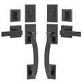 Double Door Handle Set Matte Black Arched Lever Heavy Duty Lock