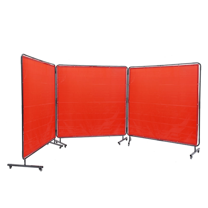 Welding Screen 6x6 3 Panel Flame-Resistant Vinyl Curtain 12 Swivel Wheels
