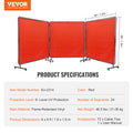Welding Screen 6x6 3 Panel Flame-Resistant Vinyl Curtain 12 Swivel Wheels
