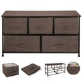 Dresser Storage Tower 5 Drawer Fabric Cube Cabinet Coffee