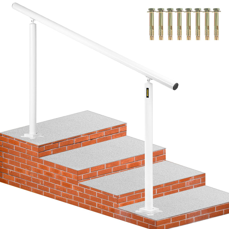 Outdoor Stair Railing 5FT White Aluminum Handrail 0-5 Steps Elderly