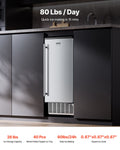 Undercounter Ice Maker 80kg/Day Stainless Steel Reversible Door