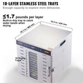 Devanti 10 Tray Food Dehydrator 1000W Stainless Steel Jerky