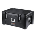 Insulated Food Pan Carrier, 36Qt Capacity, Stackable Catering Hot Box with 3 Stainless Steel Pans, Top Load LLDPE Food Warmer with Elastic Side Handles and Buckles, for Restaurant Canteen, Black