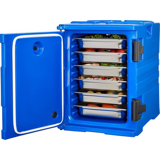Insulated Food Pan Carrier, 90L Hot Box for Catering, Food Box Carrier with Double Buckles, Front Loading Food Warmer with Handles, Stackable End Loader for Restaurant, Canteen