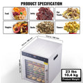Food Dehydrator 10 Tray Stainless Steel 800W Jerky BPA-free Fruit