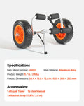 Kayak Cart Foldable 90kg Load Solid Rubber Tires Paddle Board Trolley