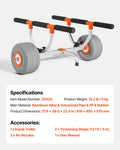 Kayak Cart 158.8kg Load Capacity Inflatable Tires Paddle Board Trolley