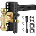 Adjustable Trailer Hitch, 152.4 mm Drop & 114.3 mm Rise Hitch Ball Mount with 50.8 mm Receiver, Solid Tube, 6350 kg GTW, 50.8 mm and 58.7 mm 45# Steel Tow Balls with Key Lock for Truck Towing
