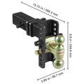Adjustable Trailer Hitch, 15cm Drop & 11.43cm Rise Hitch Ball Mount with 6.35cm Receiver, Solid Tube, 6577 kgs GTW, 5.08cm & 5.08-0.79cm 45# Steel Tow Balls with Key Lock for Truck Towing