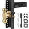 Adjustable Trailer Hitch, 25 cm Drop & 21.59 cm Rise Hitch Ball Mount with 6.35 cm Receiver Solid Tube, 6577 kgs GTW, 5.08 cm & 5.08-0.79 cm 45# Steel Tow Balls with Key Lock for Truck Towing