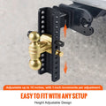 Adjustable Trailer Hitch, 25 cm Drop & 21.59 cm Rise Hitch Ball Mount with 6.35 cm Receiver Solid Tube, 6577 kgs GTW, 5.08 cm & 5.08-0.79 cm 45# Steel Tow Balls with Key Lock for Truck Towing