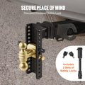 Adjustable Trailer Hitch, 25 cm Drop & 21.59 cm Rise Hitch Ball Mount with 6.35 cm Receiver Solid Tube, 6577 kgs GTW, 5.08 cm & 5.08-0.79 cm 45# Steel Tow Balls with Key Lock for Truck Towing