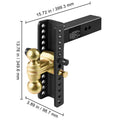 Adjustable Trailer Hitch, 25 cm Drop & 21.59 cm Rise Hitch Ball Mount with 6.35 cm Receiver Solid Tube, 6577 kgs GTW, 5.08 cm & 5.08-0.79 cm 45# Steel Tow Balls with Key Lock for Truck Towing