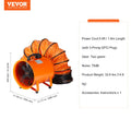 Portable 254mm 300W Industrial Duct Fan 1720CFM Exhaust Blower