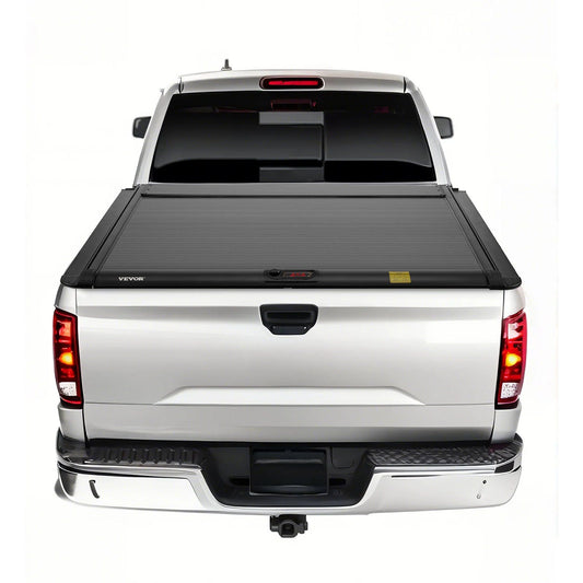 Retractable Tonneau Cover, 5.8 ft Hard Tonneau Cover with Built-in Drainage Pipe for 2021-2024 Chevy/GMC Silverado/Sierra 1500 Crew Cab, Customized Hard Tonneau Cover with Double-Lock & T-Slot