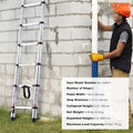 Telescoping Extension Ladder 8.5ft 375LBS Capacity One-Button